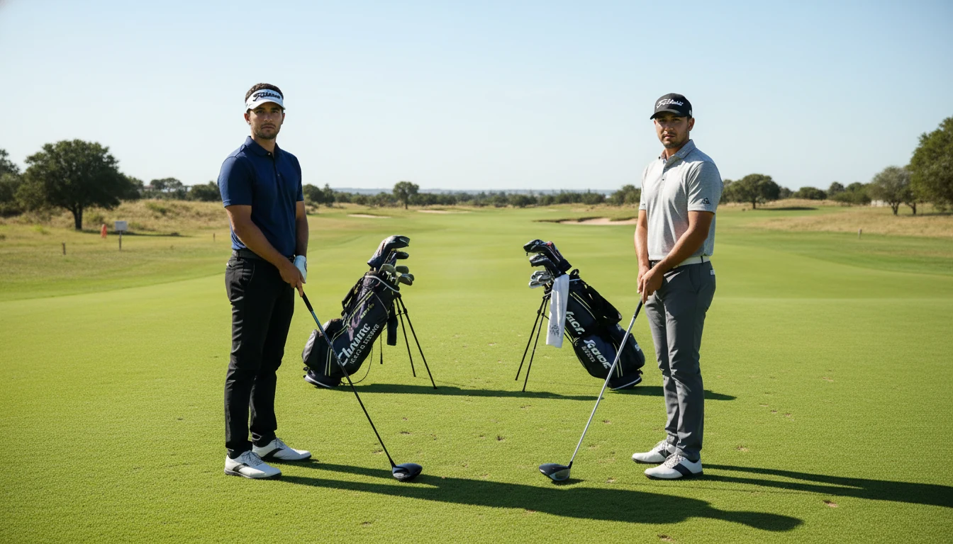 Zwei Golfspieler im direkten Vergleich auf dem Golfplatz