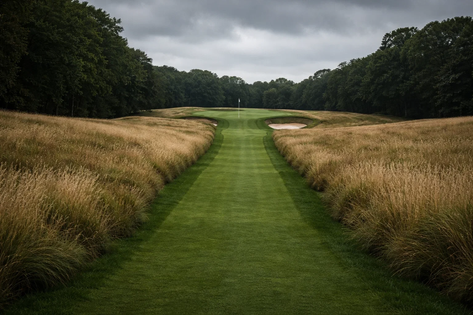 Anspruchsvoller Golfplatz mit hohem Rough bei US Open